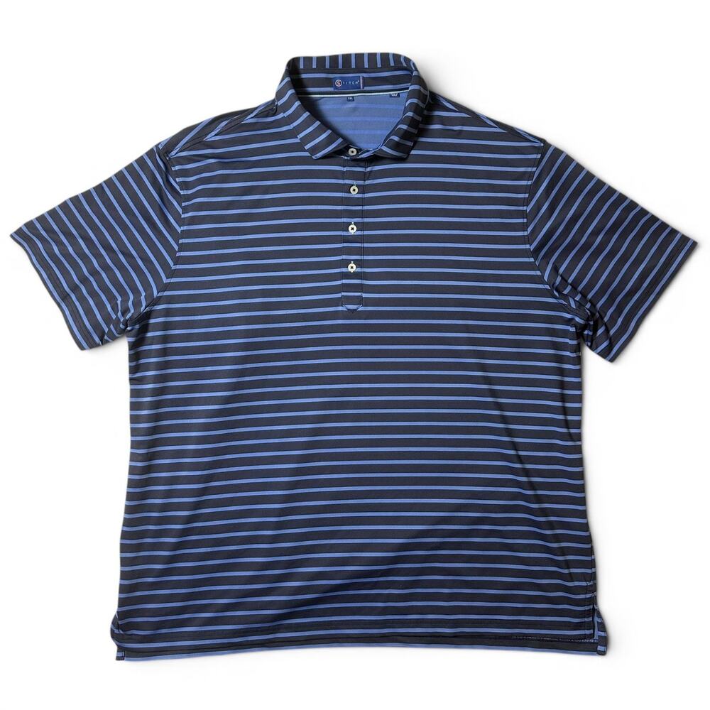 Stitch Atlantic Stripe Golf Polo Mens Size 2XL Navy Blue Stretch Performance